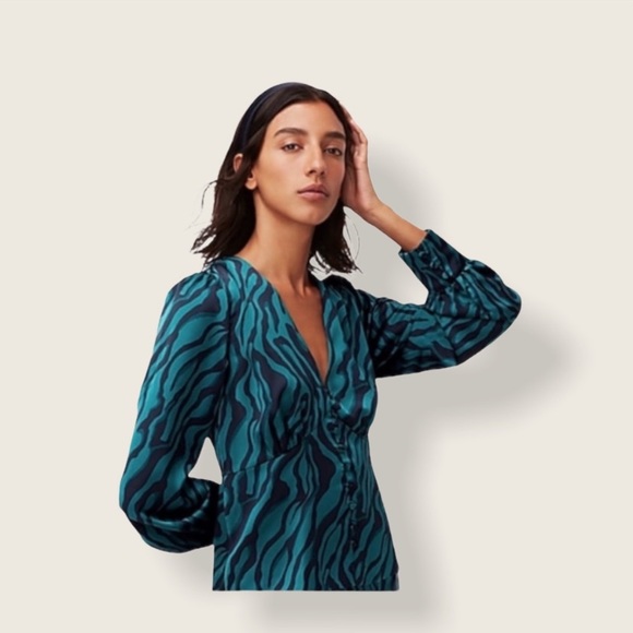 JCrew green zebra print blouse - Picture 3 of 3